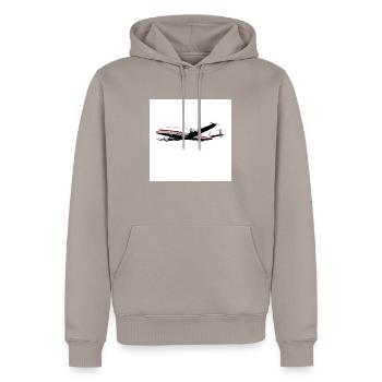 Flugzeug - Männer Premium Bio Hoodie - Taupe - Vorne - Nico (187cm)