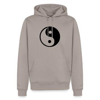 Yin Yang - Sweat à capuche Premium bio Homme - taupe - Devant - Nico (187cm)