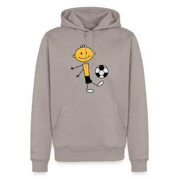 soccer_boy - Männer Premium Bio Hoodie - Taupe - Vorne - Nico (187cm)
