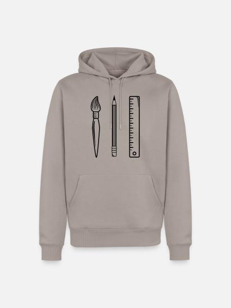 Pinsel Bleistift Linieal - Männer Premium Bio Hoodie - Taupe