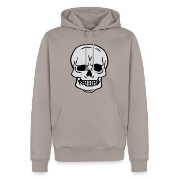 Horror Halloween Totenkopf Design - Männer Premium Bio Hoodie - Taupe - Vorne - Nico (187cm)