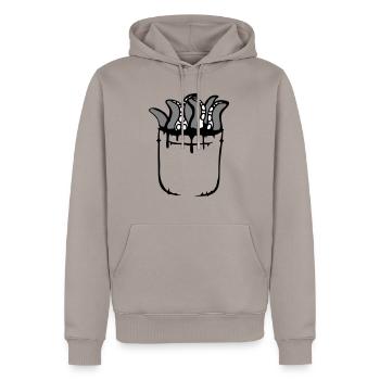 Tentacle Chest Pocket Octopus Monster Shirt Bag - Men’s Premium Organic Hoodie - taupe - Front - Nico (187cm)