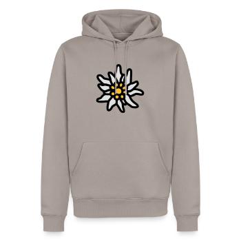 T-Shirt „Edelweiss“ für , Dirndl, - Männer Premium Bio Hoodie - Taupe - Vorne - Nico (187cm)