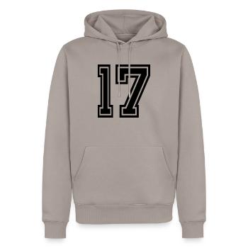 17 - Männer Premium Bio Hoodie - Taupe - Vorne - Nico (187cm)