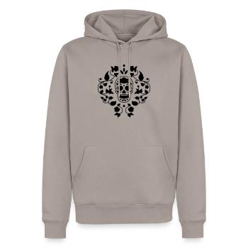 Sugar skull flower pattern t shirt graphic - Men’s Premium Organic Hoodie - taupe - Front - Nico (187cm)