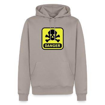 Crâne danger - Sweat à capuche Premium bio Homme - taupe - Devant - Nico (187cm)
