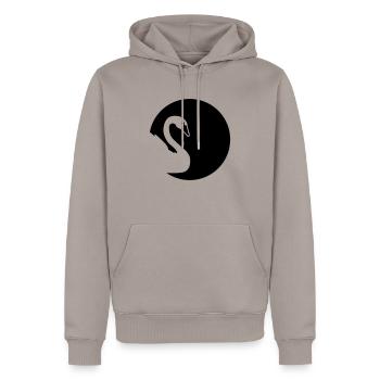 Cygne - Sweat à capuche Premium bio Homme - taupe - Devant - Nico (187cm)