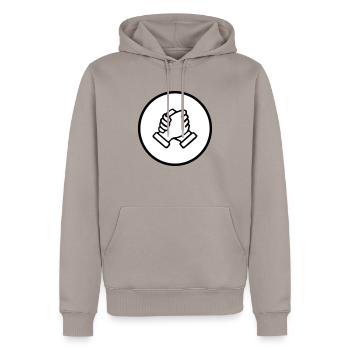 coole, motive, gemeinsam - Männer Premium Bio Hoodie - Taupe - Vorne - Nico (187cm)