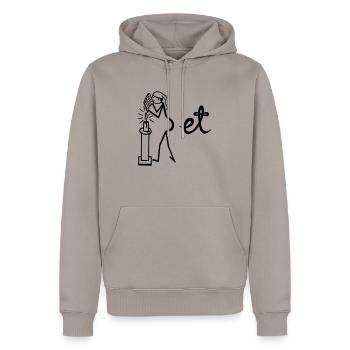 Poet, Bilderrätsel - Männer Premium Bio Hoodie - Taupe - Vorne - Nico (187cm)