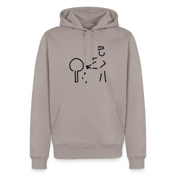 gärtner mit buchsbaum - Männer Premium Bio Hoodie - Taupe - Vorne - Nico (187cm)