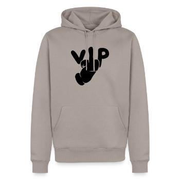 design beleidigung hand zeichen mittelfinger wichs - Männer Premium Bio Hoodie - Taupe - Vorne - Nico (187cm)