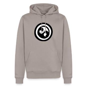 Yin Yang Sign Symbol Peace Happiness Vector 3 - Men’s Premium Organic Hoodie - taupe - Front - Nico (187cm)