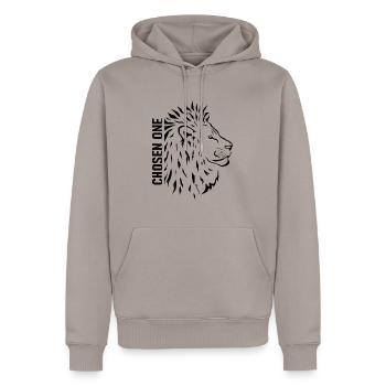 Chosen One – Tête de lion stylisée Noir - Sweat à capuche Premium bio Homme - taupe - Devant - Nico (187cm)