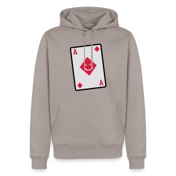 as karo - Männer Premium Bio Hoodie - Taupe - Vorne - Nico (187cm)