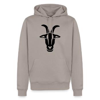 Ziege - Männer Premium Bio Hoodie - Taupe - Vorne - Nico (187cm)