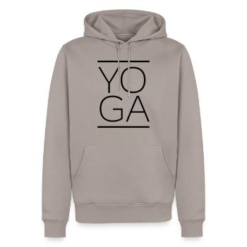 Yoga - Männer Premium Bio Hoodie - Taupe - Vorne - Nico (187cm)