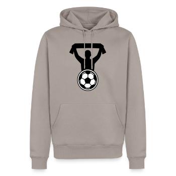 Football Fan - Sweat à capuche Premium bio Homme - taupe - Devant - Nico (187cm)