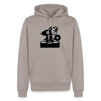 Maus DJ - Ratte - Männer Premium Bio Hoodie - Taupe - Vorne - Nico (187cm)