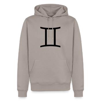 Gemini - Men’s Premium Organic Hoodie - taupe - Front - Nico (187cm)