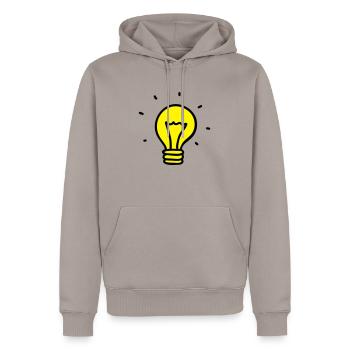 Ampoule - idée - Sweat à capuche Premium bio Homme - taupe - Devant - Nico (187cm)