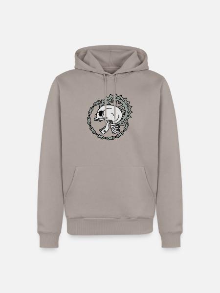 Skull Chain Punk-3c - Männer Premium Bio Hoodie - Taupe