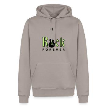 rock_gitarre_d_01_2c - Men’s Premium Organic Hoodie - taupe - Front - Nico (187cm)