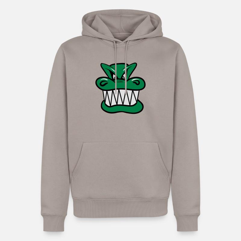 Drache böse witzig Cool Comic - Männer Premium Bio Hoodie - Taupe