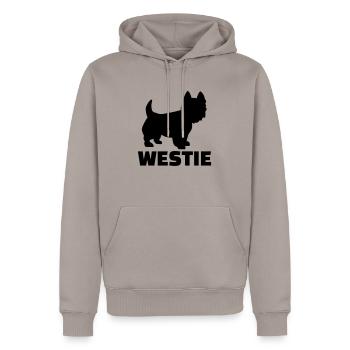 Westie - Männer Premium Bio Hoodie - Taupe - Vorne - Nico (187cm)