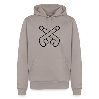dicks symbol - Männer Premium Bio Hoodie - Taupe - Vorne - Nico (187cm)