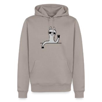 Comic Sonnenbrille Lama - Männer Premium Bio Hoodie - Taupe - Vorne - Nico (187cm)