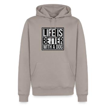 better with a dog - Men’s Premium Organic Hoodie - taupe - Front - Nico (187cm)