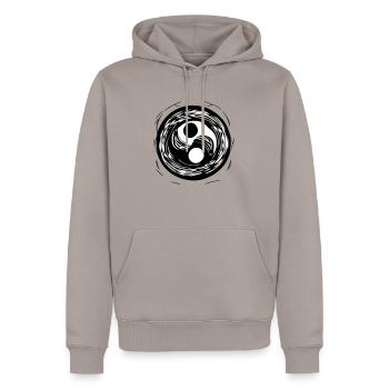Yin Yang Sign Symbol Peace Happiness Vector 9 - Men’s Premium Organic Hoodie - taupe - Front - Nico (187cm)