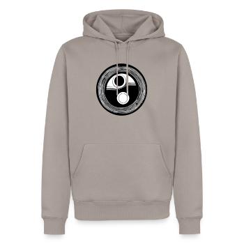 Yin Yang Sign Symbol Peace Happiness Vector 12 - Men’s Premium Organic Hoodie - taupe - Front - Nico (187cm)