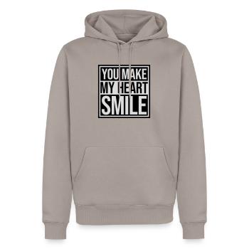 make my heart smile - Männer Premium Bio Hoodie - Taupe - Vorne - Nico (187cm)