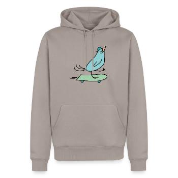 bird hangover - Sweat à capuche Premium bio Homme - taupe - Devant - Nico (187cm)