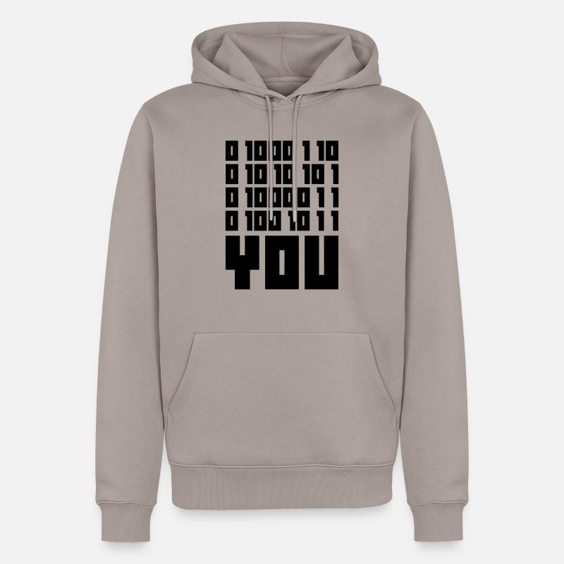 FUCK YOU - Binary code - Sweat à capuche Premium bio Homme - taupe