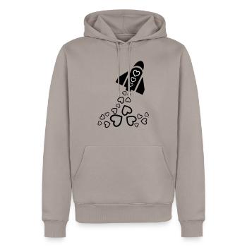 rocketlove_f2 - Men’s Premium Organic Hoodie - taupe - Front - Nico (187cm)