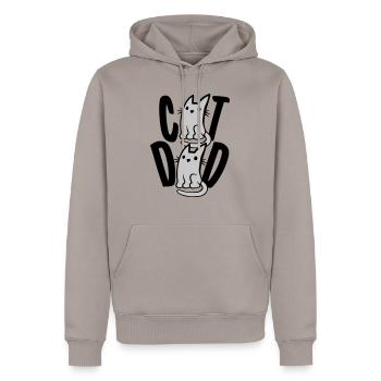 Cat Dad Text Logo - Männer Premium Bio Hoodie - Taupe - Vorne - Nico (187cm)