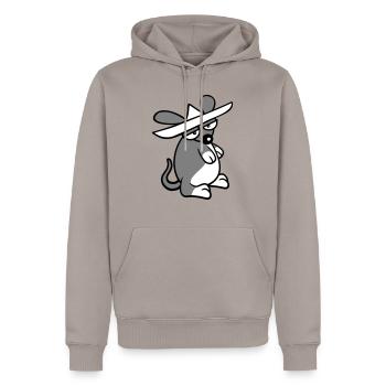 Souris Grand Chapeau Sombrero Triste Fatigué Ennuyé - Sweat à capuche Premium bio Homme - taupe - Devant - Nico (187cm)