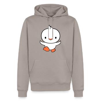 Duck running fast wants to fly cute flutter - Men’s Premium Organic Hoodie - taupe - Front - Nico (187cm)