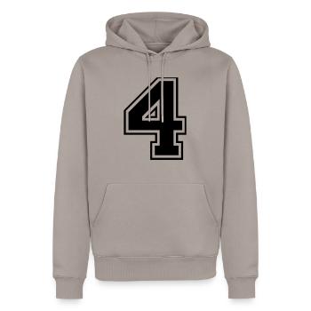 4, Vier, Four, Nummer, Zahl - Männer Premium Bio Hoodie - Taupe - Vorne - Nico (187cm)