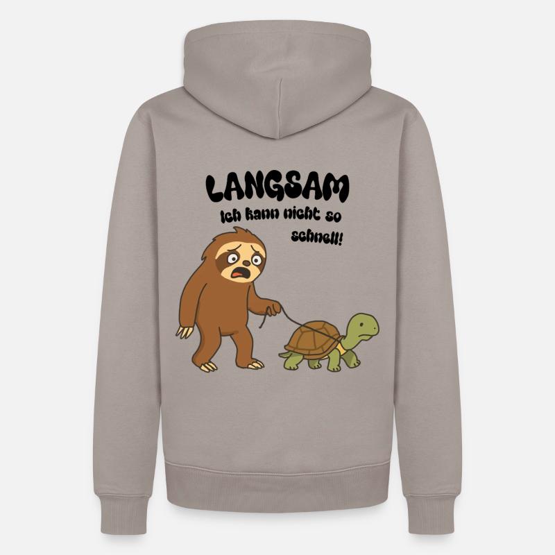 Faultier & Schildkröte - Langsam, nicht so schnell - Männer Premium Bio Hoodie - Taupe