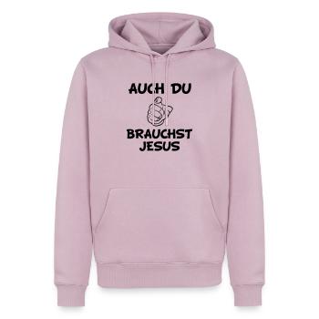 auch_du_jesus - Männer Premium Bio Hoodie - Altrosa - Vorne - Nico (187cm)