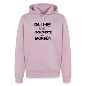 Ruhe ist das schönste am Morgen - Männer Premium Bio Hoodie - Altrosa - Vorne - Nico (187cm)