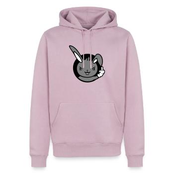 Hase Mittelfinger Zeigen Böse Frech Beleidigend - Männer Premium Bio Hoodie - Altrosa - Vorne - Nico (187cm)