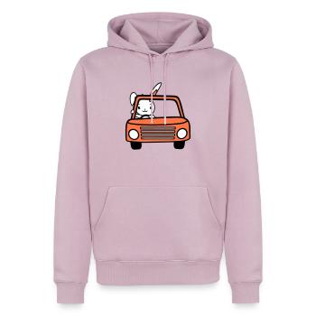 Rabbit Driving Car Driver Driving License Passed - Men’s Premium Organic Hoodie - dusky pink - Front - Nico (187cm)