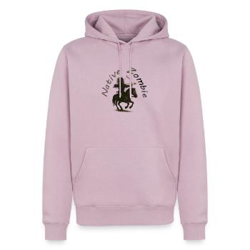 Zombie natif - Sweat à capuche Premium bio Homme - rose poudré - Devant - Nico (187cm)