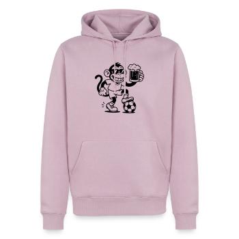 Bière Monkey Football - Sweat à capuche Premium bio Homme - rose poudré - Devant - Nico (187cm)
