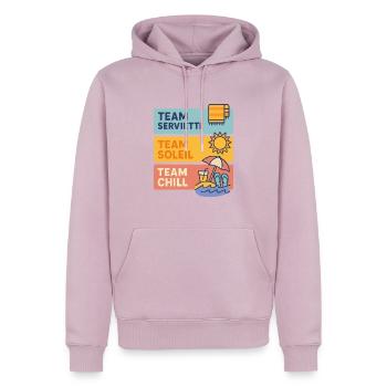 Outfit été : Team Serviette Team Soleil Team Chill - Sweat à capuche Premium bio Homme - rose poudré - Devant - Nico (187cm)