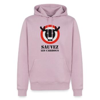 caribou - Sweat à capuche Premium bio Homme - rose poudré - Devant - Nico (187cm)